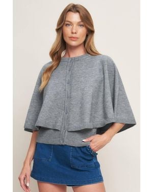 TRUEDAMES Misty Shawl Capelet Sweater - Gray