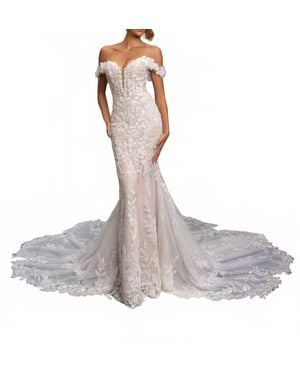 Kitty Chen Couture Ada Train Wedding Dress - Gray