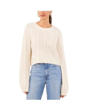 1.STATE Crewneck Long Sleeve Pullover Sweater - Blue