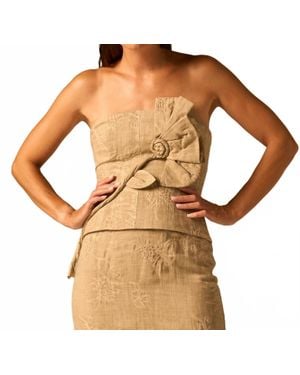 JBQ Florence Strapless Bow Detail Top - Brown