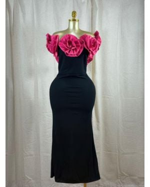 TRUEDAMES Midnight Magnolia Rosette Gown - Blue