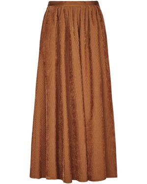 forte_forte Fluid Ribbed Velvet Pleated Longuette Skirt - Brown
