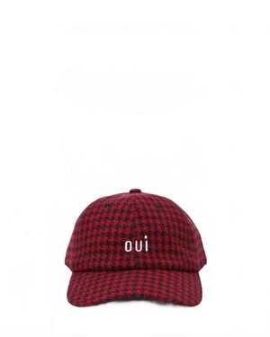 Clare V. Houndstooth Baseball Hat - Red
