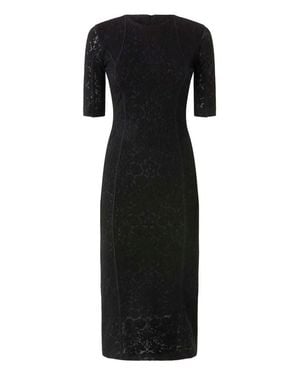 Pinko Fitted Midi Dress With Textured Fabric And Vertical Seam Lines - Black