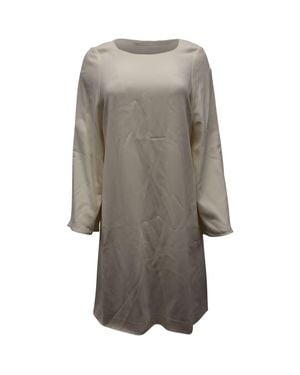 Helmut Lang Ivory Viscose Bell-Sleeve Shift Dress - Gray