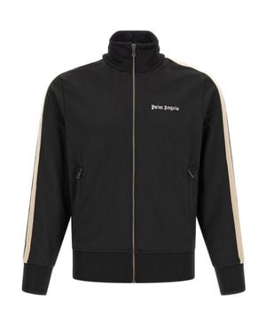 Palm Angels Zip-Up Track Jacket With Contrast Sleeve Stripes - Black