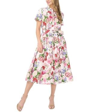 Ted Baker Charlie Drop Waist Linen Midi Dress - Red