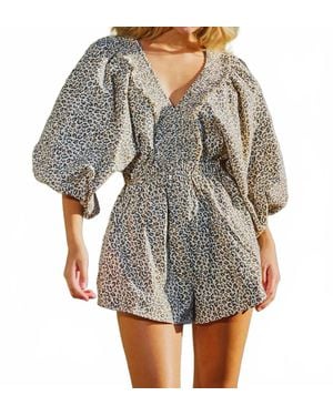 Bucketlist Printed Ruffled Romper - Gray