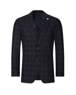 Tom Baine Performance Plaid Cashmere Feel Stretch Sport Coat - Blue