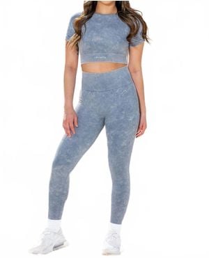 Navano Acid Wash Seamless Leggings - Blue