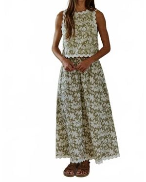By Together Cotton Floral Print Maxi Skirt - Green