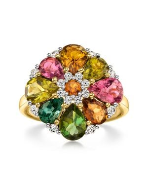 Ross-Simons Multicolored Flower Ring With Lab-Grown Diamonds - Yellow