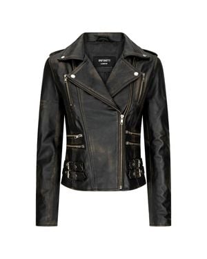 TruClothing Soft Leather Racing Biker Short Jacket - Black