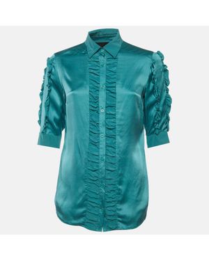 Love Moschino Ruffled Satin Shirt - Blue