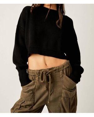 Free People Easy Street Crop Pullover Top - Black