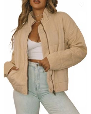JUNIPER BLVD Quilted Zip Up Jacket - Natural