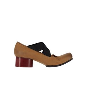 Uma Wang Square-Toe Leather Flats - Brown
