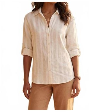 Karen Kane Roll Tab Shirt - Natural