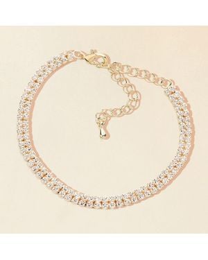 Fashnzfab 2 Rows Pave Cz Tennis Evening Bracelet - Natural