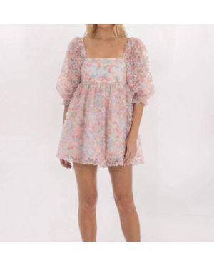 Storia Floral Babydoll Mini Dress - Pink