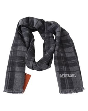 Missoni Wool Scarf With Logo Embroidery - Black