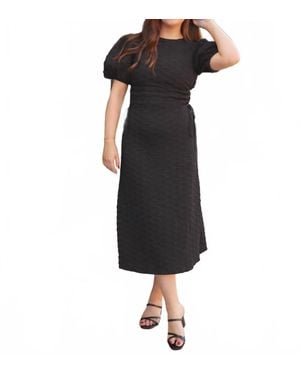AUREUM Rosette Tie Midi Dress - Black