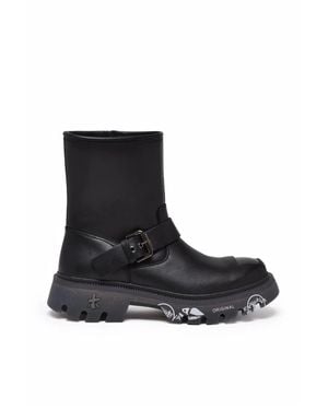 Premiata Leather Buckle Biker Boots - Black