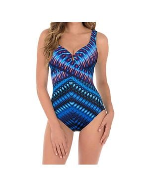 Miraclesuit Criss Cross Escape Underwire One Piece Swimsuit - Blue