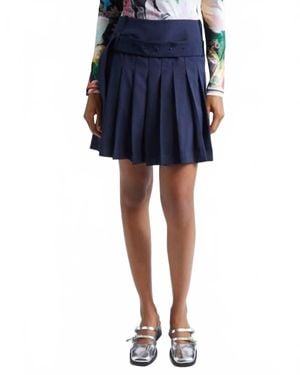 Stine Goya Belted Pleated Mini Skirt - Blue
