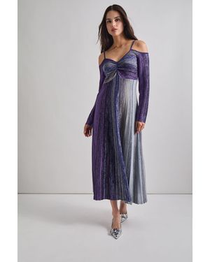 Misook Modern Fit Empire Shimmer Lurex Knit Maxi Dress - Blue