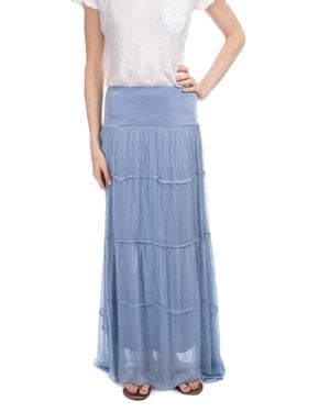 Gigi Moda Solima Long Tiered Maxi Skirt - Blue