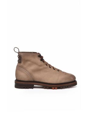 Santoni Nubuck Lace-Up Boots - Brown