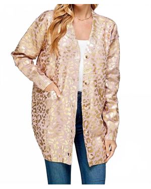 Twenty Ten Foil Animal Print Long Cardigan - Natural