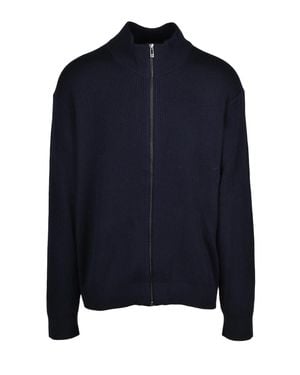ARMANI EXCHANGE Ribbed Knit Wool-Blend Zip Cardigan - Blue