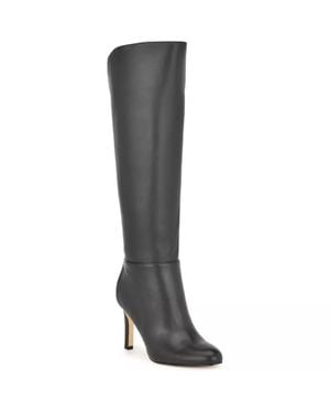 Nine West Sancha Boots Leather Almond Toe Knee-High Lion366 - Black