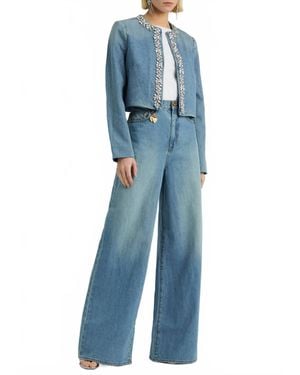 Zimmermann Crush Crystal Embellished Denim Jacket - Blue