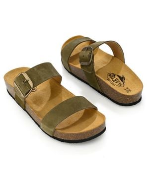Plakton Claire Slide-On Adjustable Sandals - Green