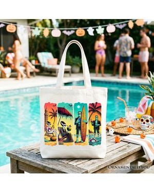 OrnamentallyYou Frankenstein's Beach Vacation Tote Bag Neon Surf Inspired Gift - Green