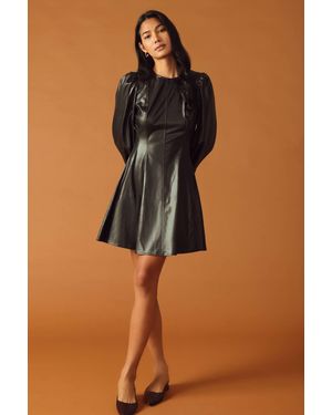 TRUEDAMES Change Of Pace Faux Leather Mini Dress - Brown
