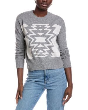 Minnie Rose Intarsia Cashmere Cropped Sweater - Blue