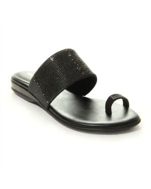 Vaneli Yarn Toe-Loop Slide Sandals - Black