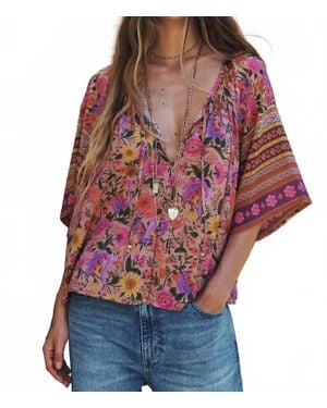 Spell Swan Lake Short Sleeve Blouse - Red