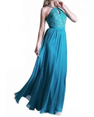 Cinderella Divine Halter Embroidered Top Gown - Blue