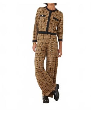 Suncoo Jaden Wide Leg Knit Pants - Brown