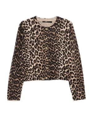 SEVENTY SERGIO TEGON Cropped Wool Sweater With Leopard Print - Black