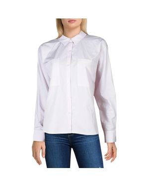 Parker Striped Cotton Button-Down Top - White