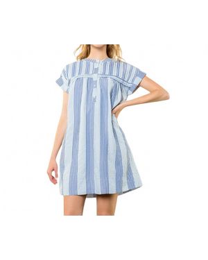 Thml Short Sleeve Striped Dress - Blue