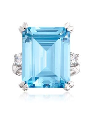 Ross-Simons Simulated Aquamarine And Cz Ring - Blue