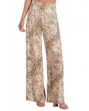 Elan Elastic Waist Wide Leg Pants - Natural