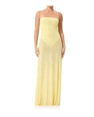 AFRM Shea Rhinestone Sheer Maxi Dress With Bodysuit - Yellow